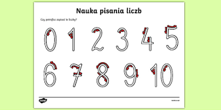 Nauka pisania cyfr od 0 do 10 (teacher made)